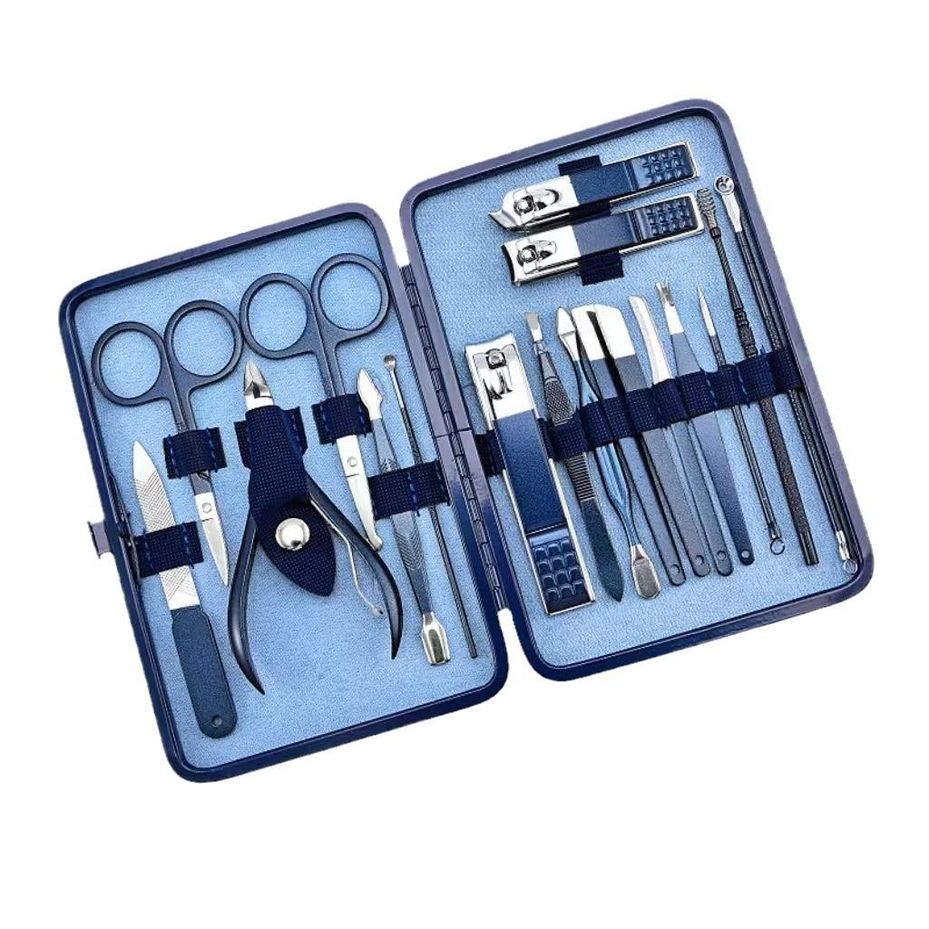 

Набор для маникюра и педикюра из нержавеющей стали, 18 предметов - Синий набор кусачек и инструментов для ногтей