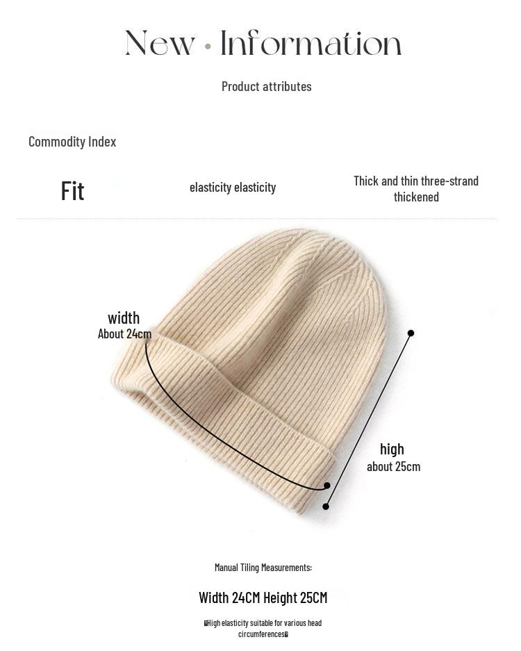 Women's 100% Pure Cashmere Hat - Stylish Solid Color Ear Protection for Autumn/Winter