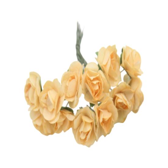 12 Pcs Mini Artificial Rose Flower Bouquet 12 Heads Paper Rose Flowers with Stems for Scrapbooking Wedding DIY
