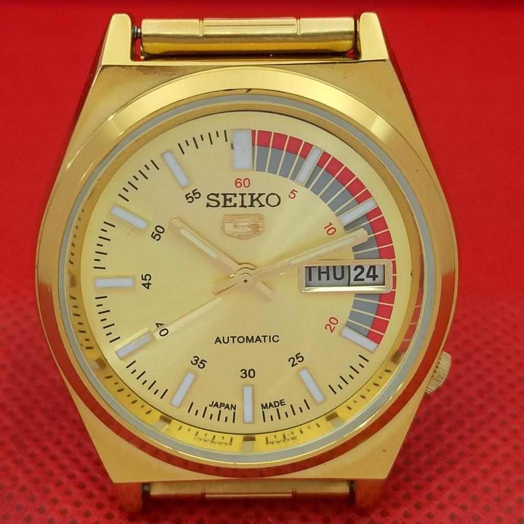 ODNOWIONY VINTAGE SEIKO 5 AUTOMATIC 6309A JAPONIA MĘSKI ZŁOTY ZEGarek a298792-2