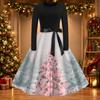 Women's Vintage Christmas Print Round Neck Casual Dress