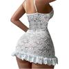 Sexy Lingerie Erotic Dress Lace Crotchless Sleepwear Pajamas Transparent Nightgown G-string for Women Adult Nightdress