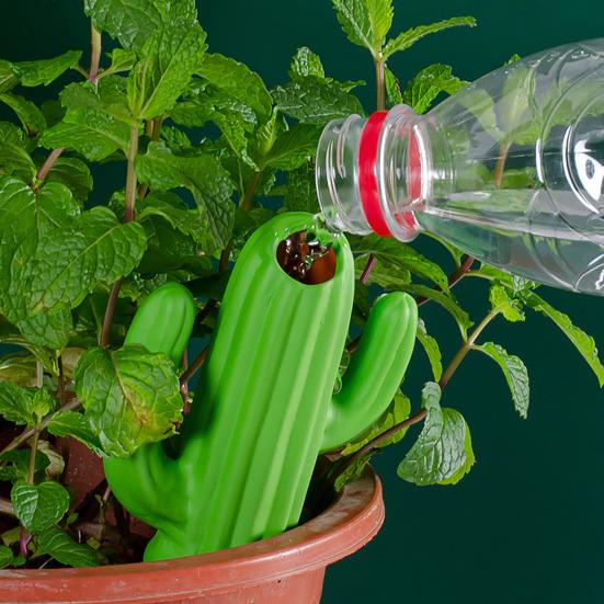 Bewässerungsspieße in Kaktusform, selbstbewässernde Pflanzenstäbe aus Terrakotta-Ton, langsam freisetzende Bewässerungsspieße für Pflanzen im Innen- und Außenbereich, 4 Stück