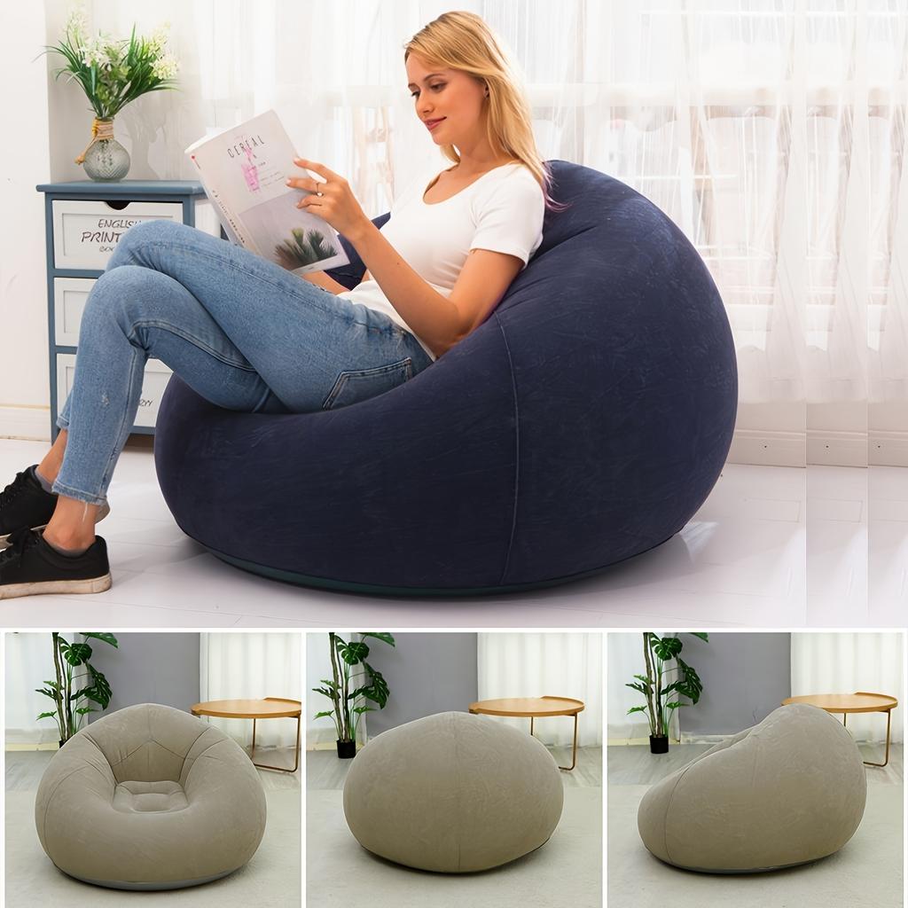 1pc Soybean Bag Chair, Inflatable Sofa Chair, Soft, Comfortable, Outdoor, Lazy Seat, Round Single Sofa, Outdoor Picnic Camping .