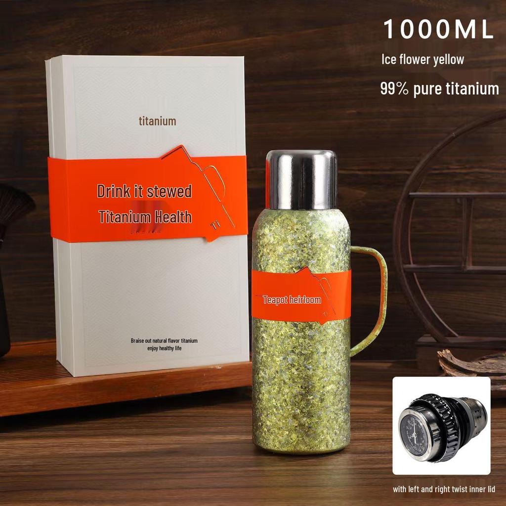 Pure Titanium Large-Capacity Insulated Kettle with Temperature Display - Portable Moka Pot for Home or Outdoor Travel