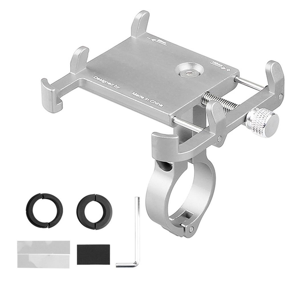   Anti-slip     Phone Holder Mount Aluminum Bike Handlebar Mobile Phone Holder Handlebar Clip Stand for 3.5-6.2inch Smart Mobile Phon