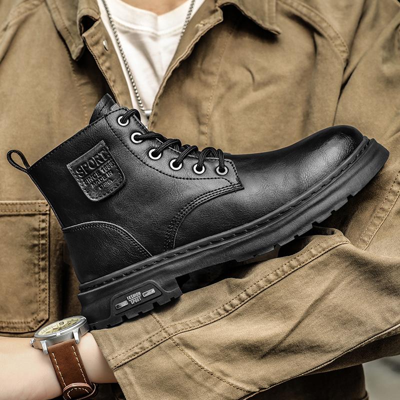 Golden Sapling Retro Motorcycle Boots for Men High Quality Soft Leather Basic Ankle Boot Male Winter Spring Platform Flats Shoes
