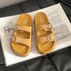 European matte one-word belt buckle platform muffin open-toed sandals summer care beach outer slippers Boken shoes women