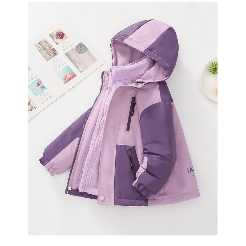 Girls Big Kids Two Piece Thickened Casual Outdoor Windbreaker Jacket Set