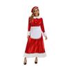 LYRIA New Christmas Adult Plush Edge Dress Women's Holiday Party Costume Santa Claus Cosplay Hat Apron Set Performance Costume
