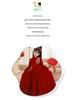 Korean Silver Fox Velvet 410g Girls' Elegant Red Long-Sleeved Embroidered Dress