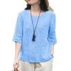 ZANZEA Women Casual Round Neck Plaid Print Loose Half Sleeve Blouse