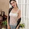 Women Lace Flower Embroidery Mesh Camisole Squar Neck Sleeveless Tank Top