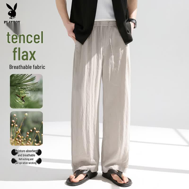 PLAYBOY Men s Tencel Linen Blend Loose Fit Straight Leg Casual Pants XL