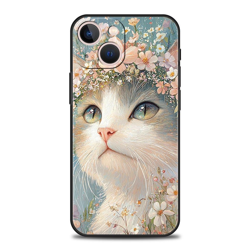 Cute Cat Phone Case Cover for iPhone 17 16 15 14 13 12 11 Pro Max 17 Air Plus Shockproof Soft TPU Shell Fundas Capas Coque Bags