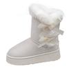 Stivali da Neve con Zeppa da Donna Inverno 2025 Nuovi Punta Rotonda Versatili Pile Ispessito Gambale Corto Neve Cotone