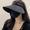 Sunscreen hat empty top can be tied ponytail women travel UV protection outdoor versatile double-sided ice silk big brim sun hat
