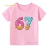 Kid Pink Tshirt For Girl 67 T Shirts Clothes Children Clothing Summer Tshirt 6 7 Print Graphic Top Tee Kawaii Baby Short Sleeve