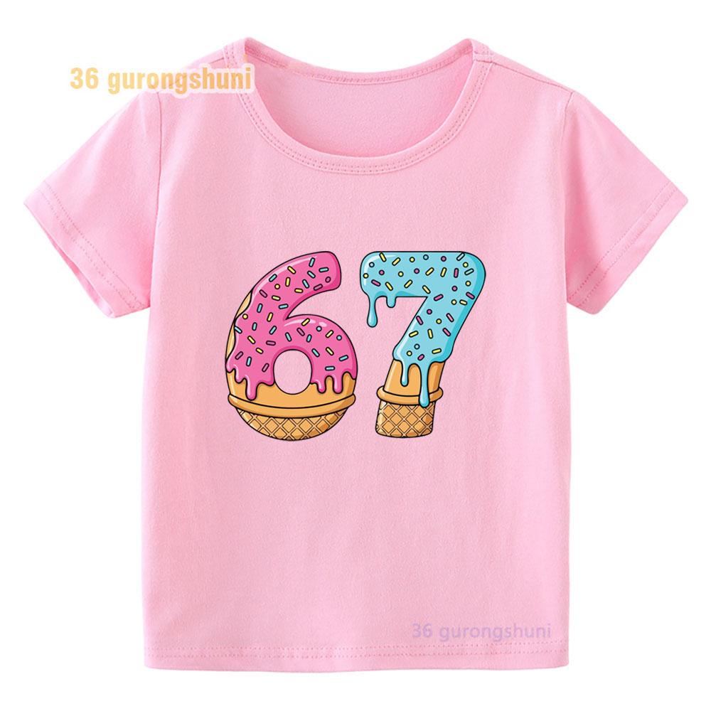 Kid Pink Tshirt For Girl 67 T Shirts Clothes Children Clothing Summer Tshirt 6 7 Print Graphic Top Tee Kawaii Baby Short Sleeve
