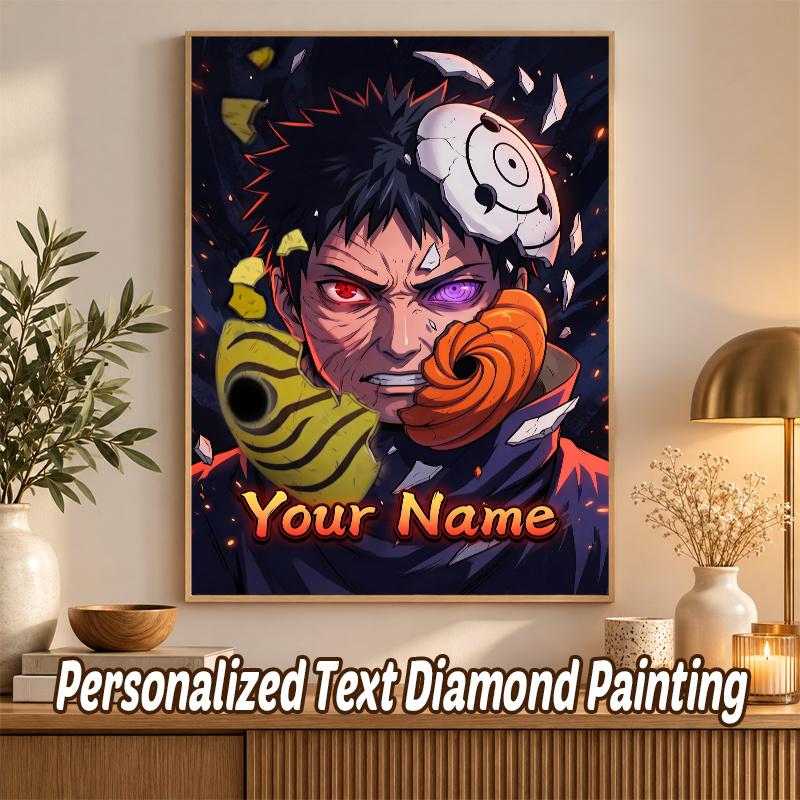 Obito Uchiha Custom Name Diamond Painting Personalized 5D Full Drill DIY Diamond Art Home Decor