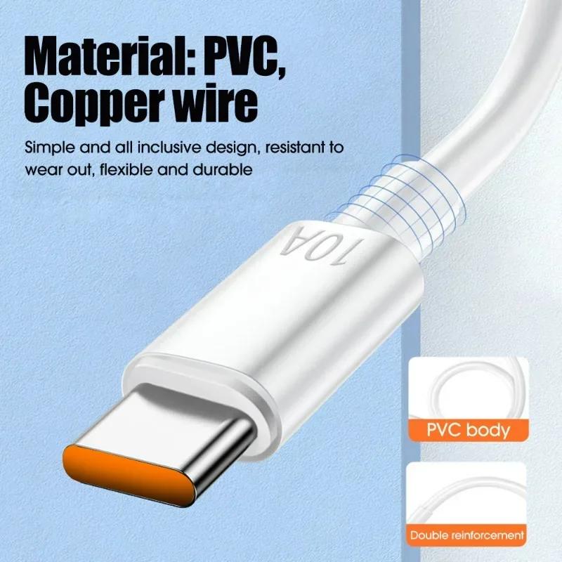 3/1 ks Kabel pro rychlé nabíjení 120W 10A USB A na Type C Rychlonabíječka Vysokorychlostní přenos dat Kabely pro Samsung Xiaomi Huawei