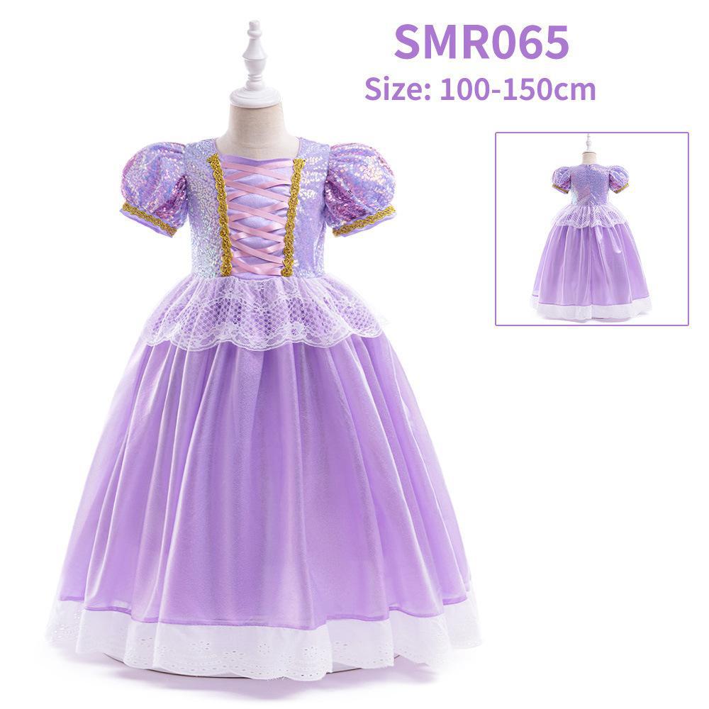 Rapunzel Princess Dress - Girls' Satin Mesh Evening Gown Cosplay Costume