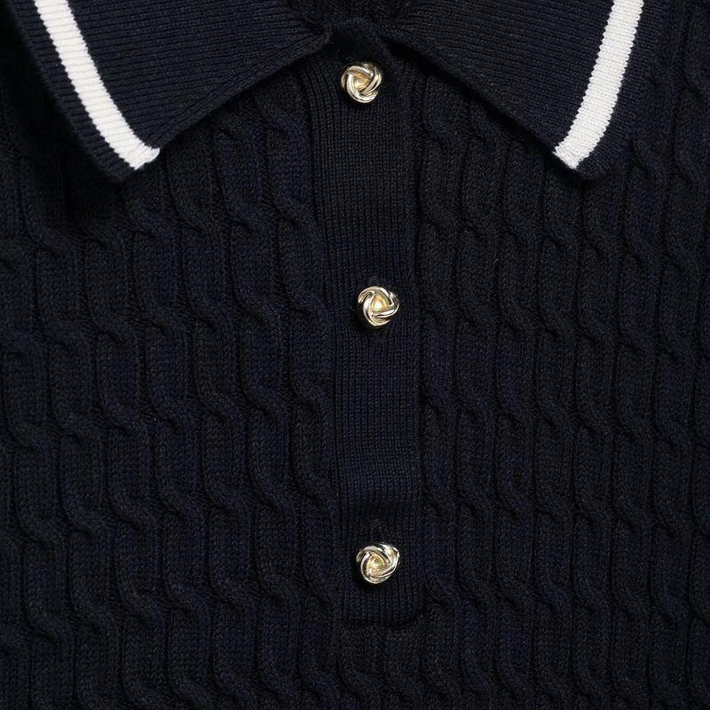 Kaslead New Arrival Women's Clothing Fashion Style Fashion Minimalist Eight-Strand Knitted Polo Shirt Collar Knitting 6771054