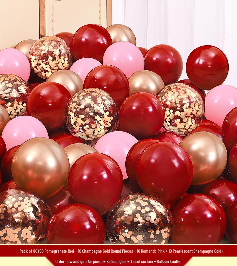 Red Wedding Balloons: Romantic Bedroom & Living Room Decor, Photo Props, Wedding Scene Setup