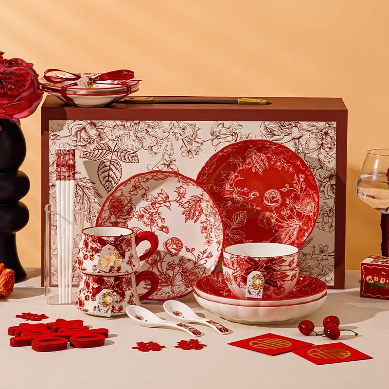 Persen Rose Queen 14-Piece Ceramic Dinnerware Set