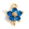 2 Piece Flower Brass Connectors Charms Pendants For DIY Jewelry Making 18K Real Gold Plated Multicolour Cubic Zirconia 12mmx8mm