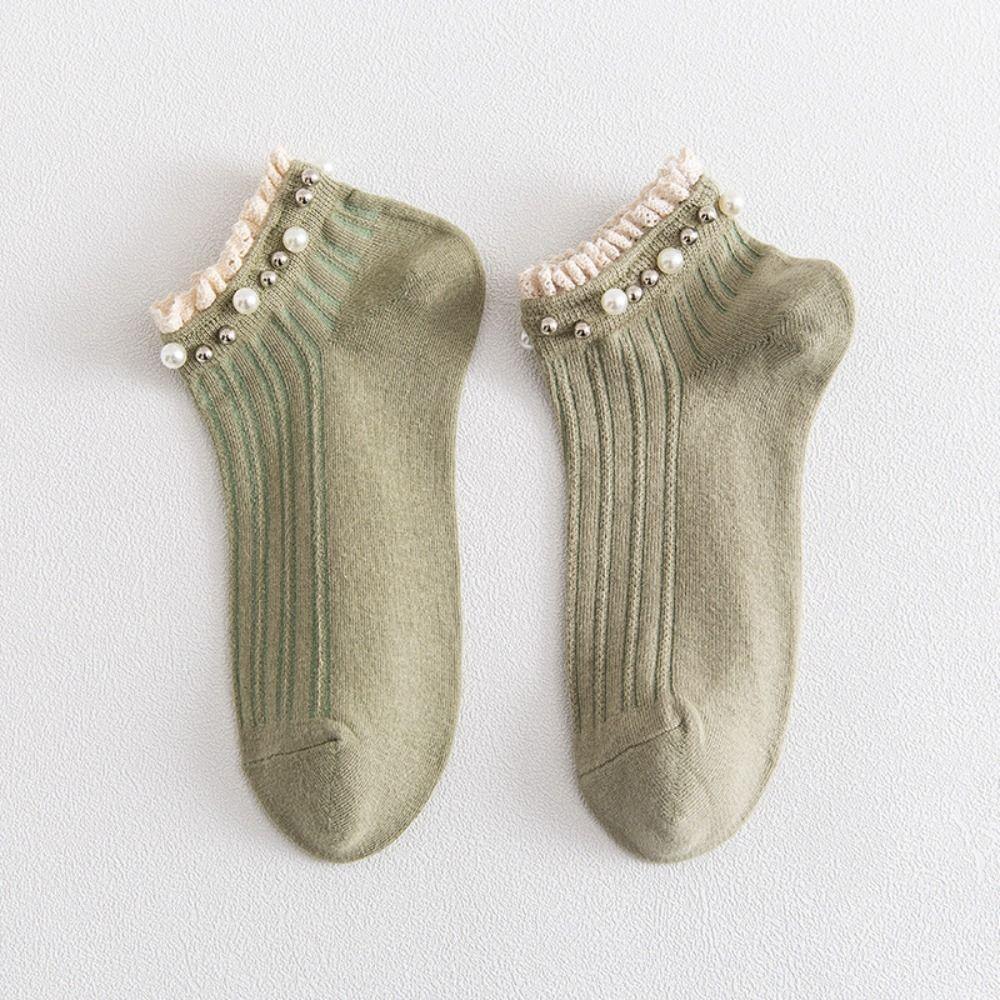 1Pair Breathable Lace Ruffle Socks Elastic White Frilly Socks Women Ankle Socks  Women Girls