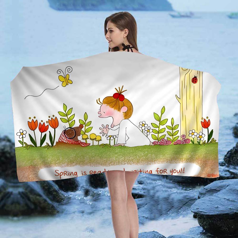 C-Coco-Chan Anime Bath Towel Microfiber Soft Water Absorbing Breathable For Girl Kids Decorative Cartoon Beach Towel