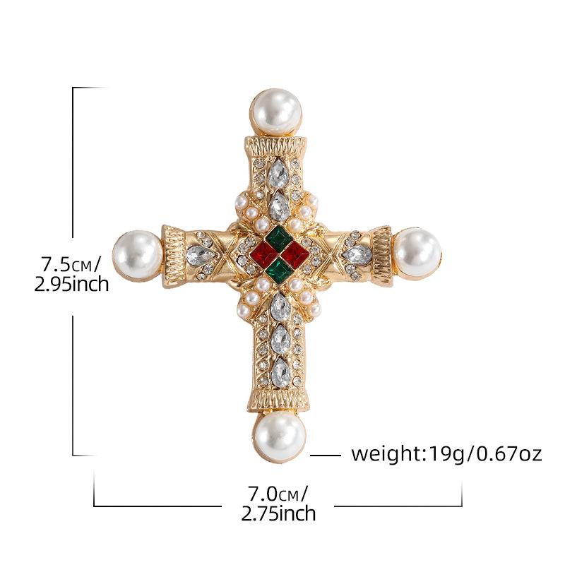 New design cross brooch retro court baroque suit coat corsage pin jewelry