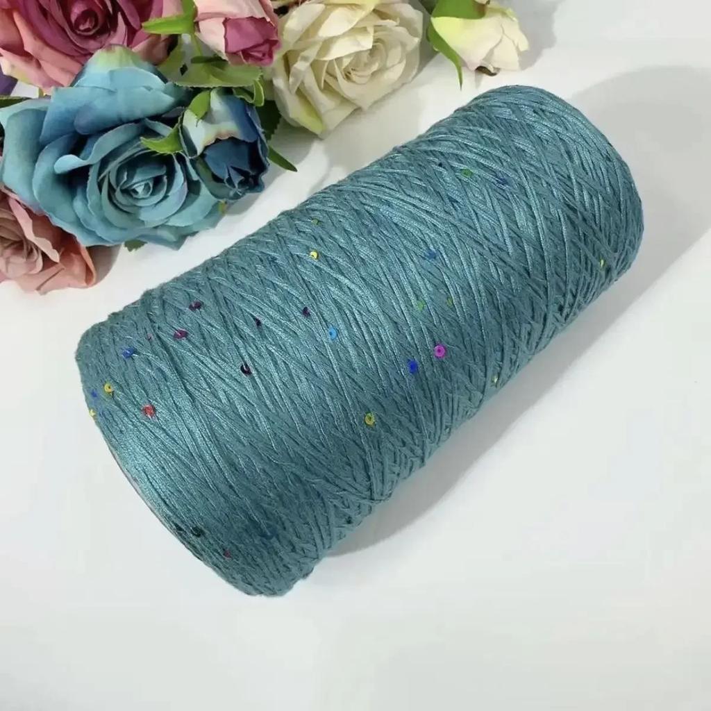 400g Pearl Sequin Yarn Thread,Cotton Thread Handmade DIY Crochet Thread, Soft Summer Hand Woven Yarn Knitting&Crocheting