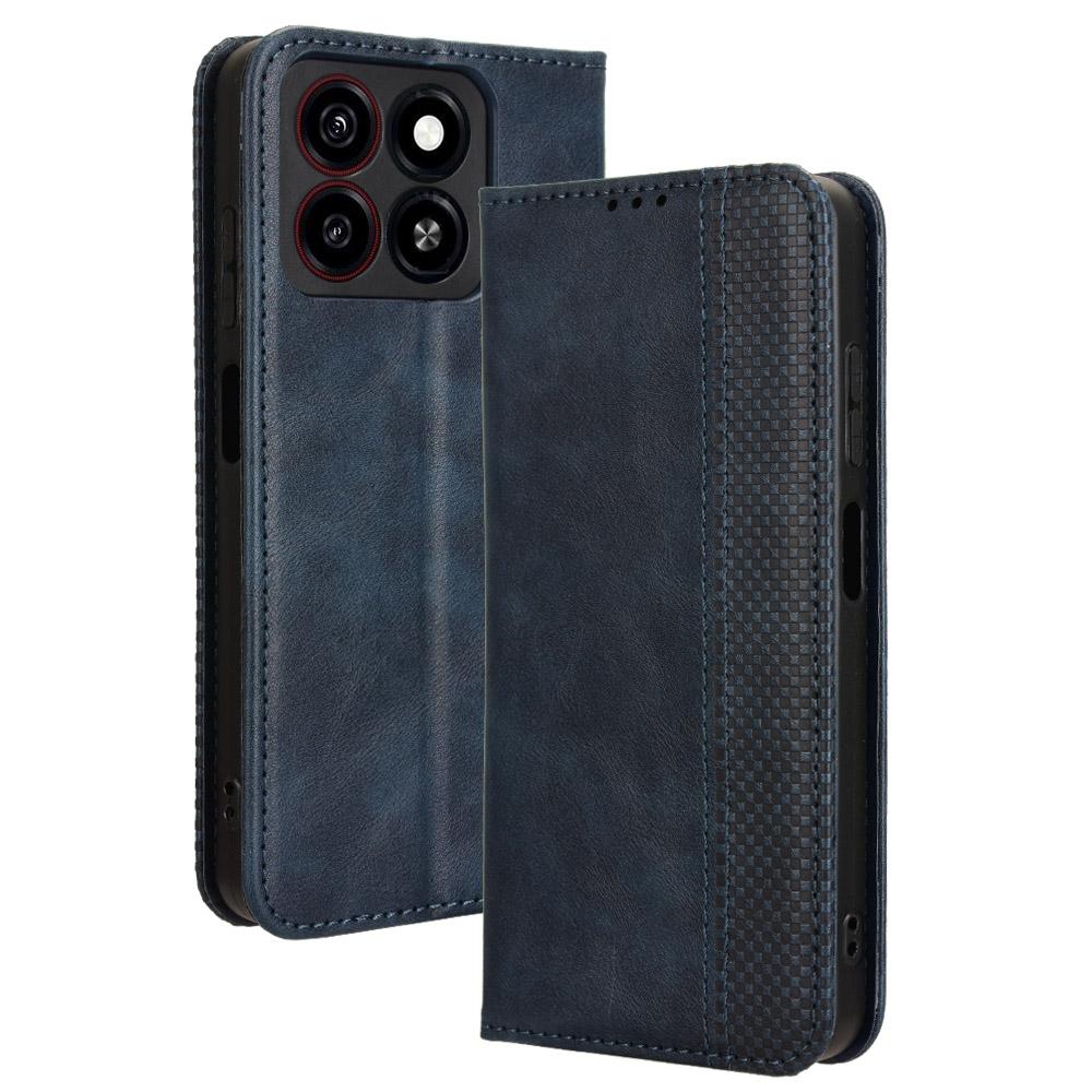 

Для ZTE Blade A35/A55 Шкіряний чохол Гаманець Підставка Ретро Текстура Чохол для телефону Blue