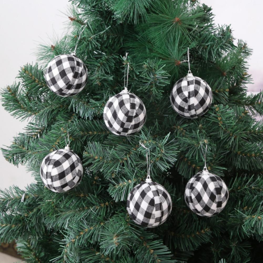 24pcs Christmas Plaid Ball Decors Comfortable  Christmas Hanging Ornamen