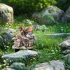 Mushroom Fairy Garden Stake, 2D Acrylic Fairy Sitting On Mushroom Yard Art Stake, Butterfly Wings Fairy Outdoor Decoration for Lawn Planter Flower Bed