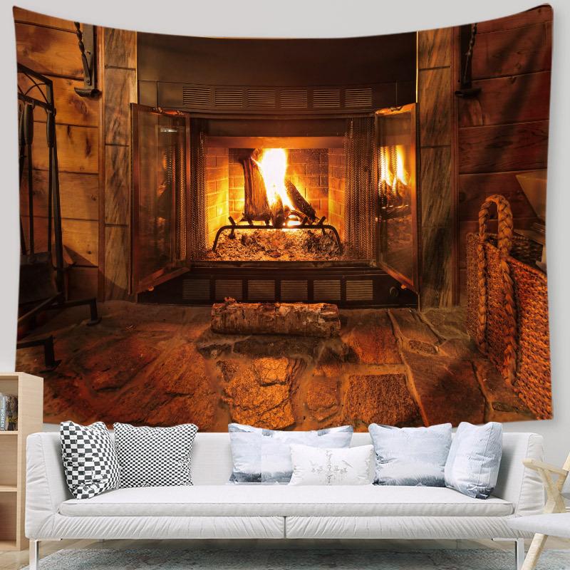 Weihnachts-Wandteppich, leuchtender Baum, Kamin-Hintergrund und Geschenk, Weihnachtsbaum-Sitzteppich, Hängetuch