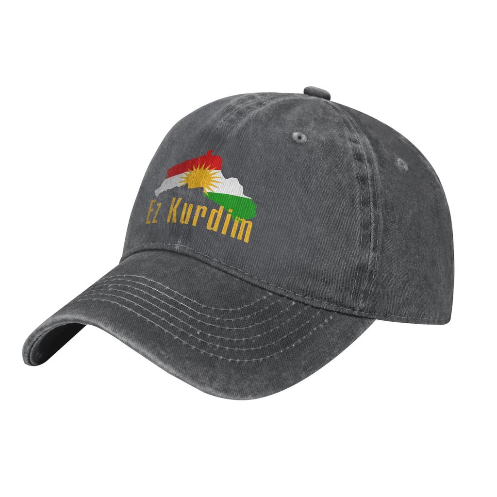 CARTE DU KURDISTAN Ez Kurdim Casquette de Baseball Coton Vieilli Décoloré Headwear Style Unisexe Outdoor Entraînements Casquettes Réglables Casquette