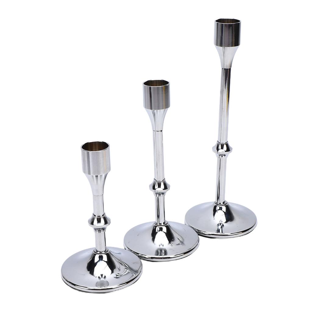 3 Pcs Candlestick Holder Steel Vintage Tall Metal Taper Candle Holders with Round Base for Table Wedding Housewarming