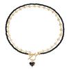 Collana Pendente a Forma di Cuore con Catena di Cristalli Geometrici Neri Vintage per Donna Moda Stile Boho Gioielli con Cristalli di Zircone Regali
