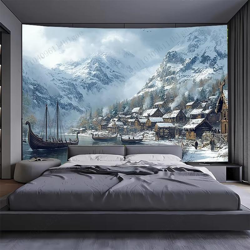 Cenário de Aldeia Wonderland de Inverno Decoração de Casa Mural de Parede - Transforme o Seu Espaço com um Papel de Parede Cénico Mágico