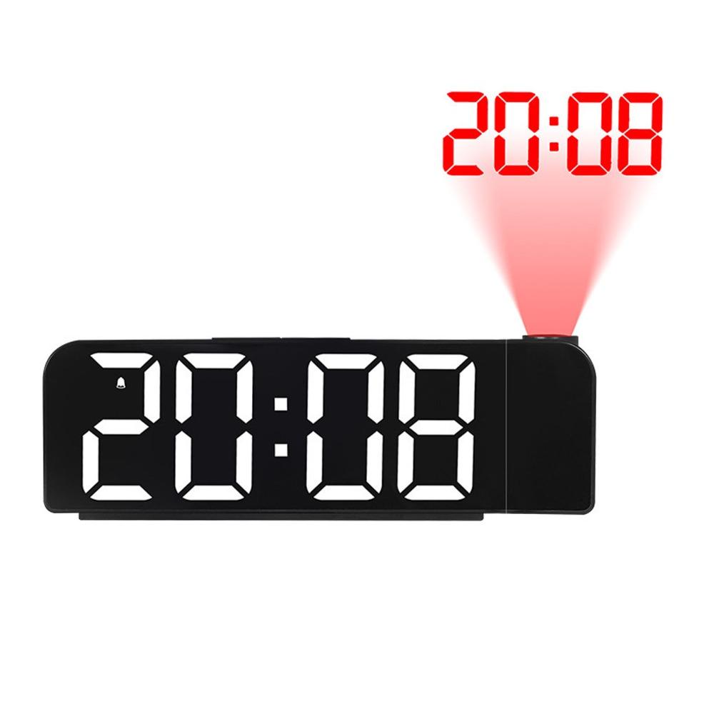 Plastic Alarm Clock Black-faced Large-screen Projection Alarm Clock White-light LED Digital Alarm Clock Daily Use