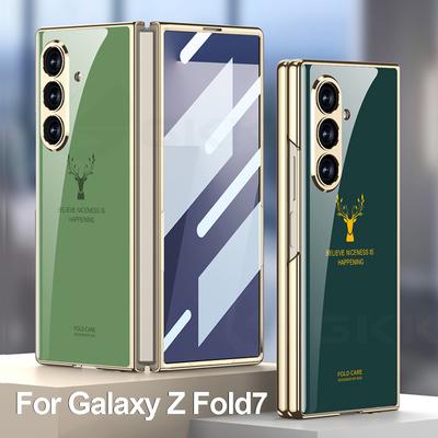 GKK Luxusní malovaný kryt z tvrzeného skla pro Samsung Galaxy Z Fold 7 6 5 Sklo vnější obrazovky Pokovený kryt pro pouzdro Galaxy Z Fold7