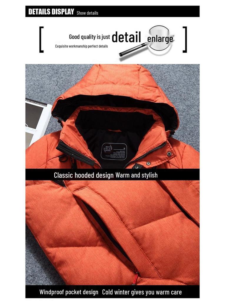 Men's Short Down Jacket with Detachable Hood - Windbreaker, Thickened, Youth Fashion, Cold-Proof