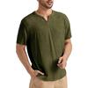 Men's Casual -color Short-sleeved Shirt With V-neck And Light Short-sleeved Top