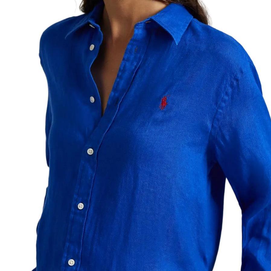 Polo Ralph Lauren Camicia in Lino a Gamba Dritta con Polsino Bottonato Ricamato Edizione Classica Camicie da Donna WMPOSHTNDO21079-650