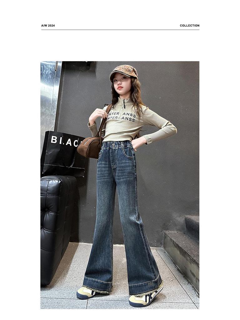 2025 Trendy Embroidered Flare Jeans for Big Girls