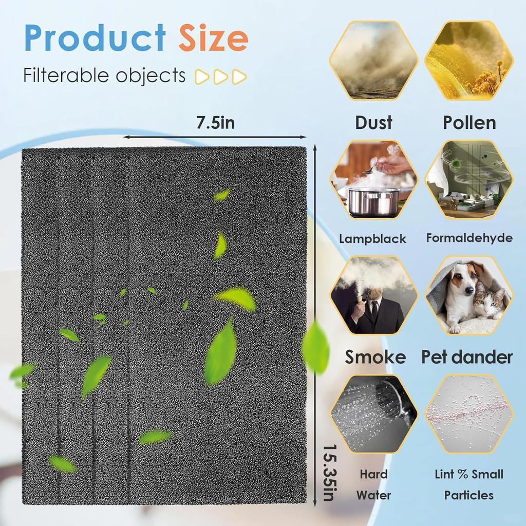 4Pack Replacement Filters for Whynter Portable Air Conditioners Compatible with ARC-14S, ARC-14SH, ARC-141BG and ARC-143MX, Activated Carbon Filters