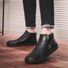 Men's Leather Side-Zip Martin Boots - Large Size, Spring/Autumn, Hand-Stitched, Outdoor Casual, Mid-Top Shoes